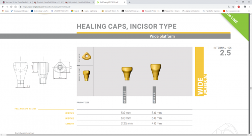 Bio3 Bio Line Healing Cap Incisor Type Wide - Width 5.0mm/6.0mm Length 4.0mm/6.35mm - Image 2