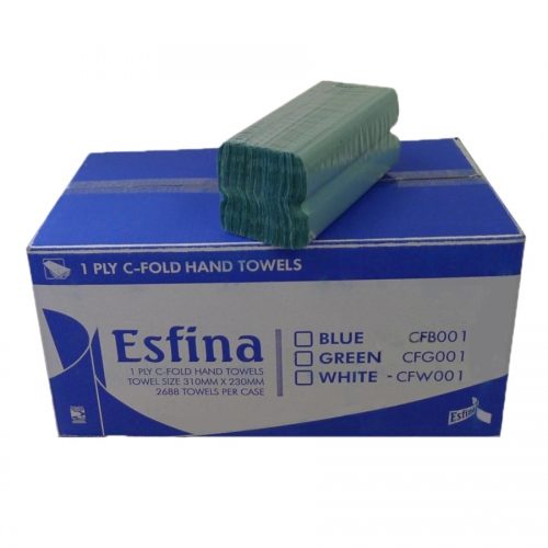 Esfina 1 Ply Embossed 'C' Fold Hand Towels (Green)